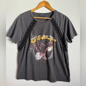 Faded black Eagle graphic top